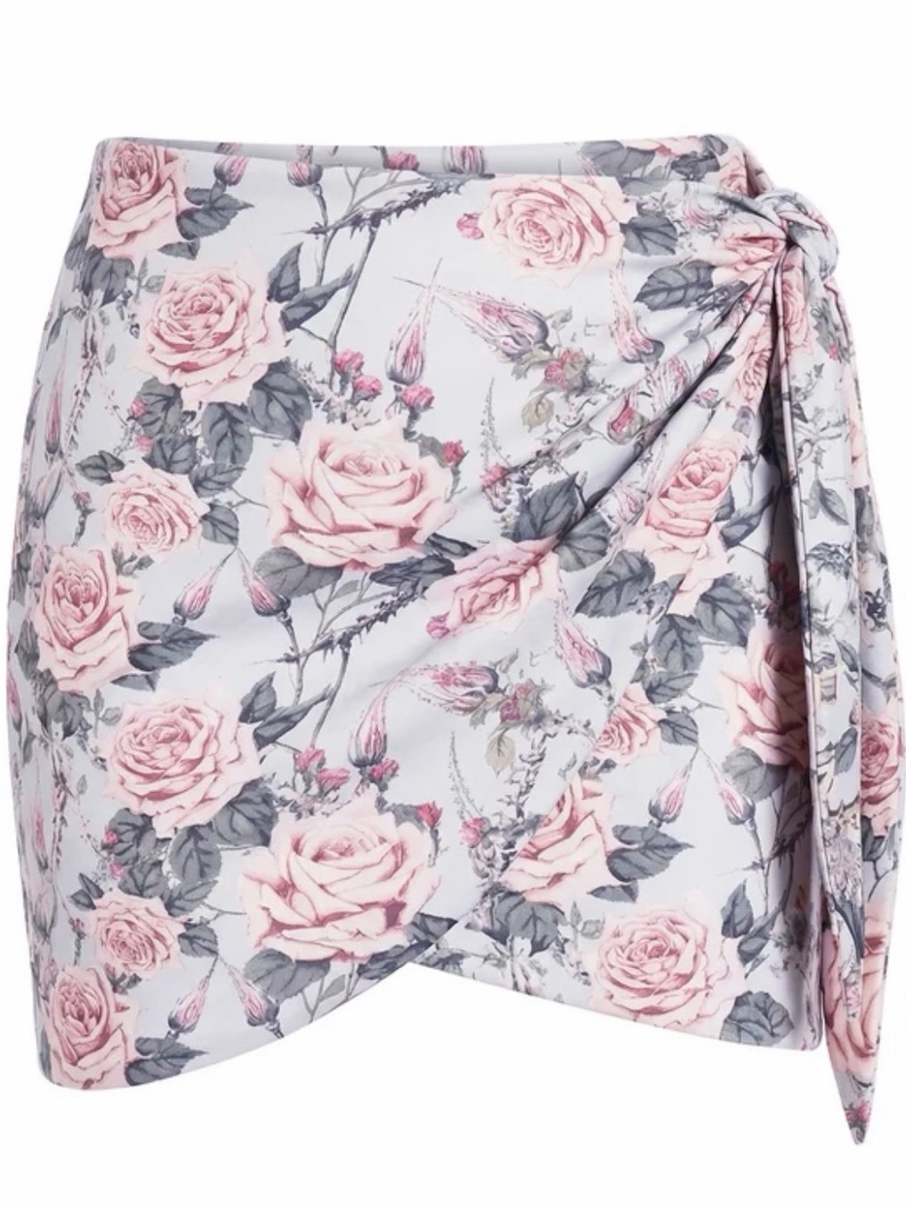 TA3 Tie-Side Floral Wrap Coverup - Blue thorny rose- L